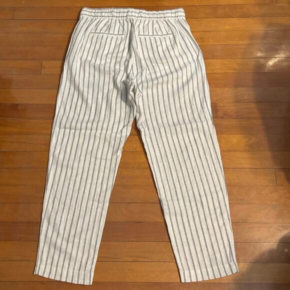 Gap Size S Easy Pants Linen Blend White Black Striped - Picture 2 of 4